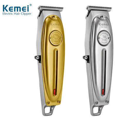 Kemei Professional Hair Clipper All Metal Men Electric Cordless Hair Trimmer 0mm Baldheaded T Blade Finish Haircut Machine 1949
