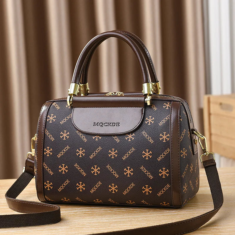 2024 New Fashion Boston Women's Bags Large Capacity Luxury Designer Handbag Quality Leather Single Shoulder Crossbody Bag women