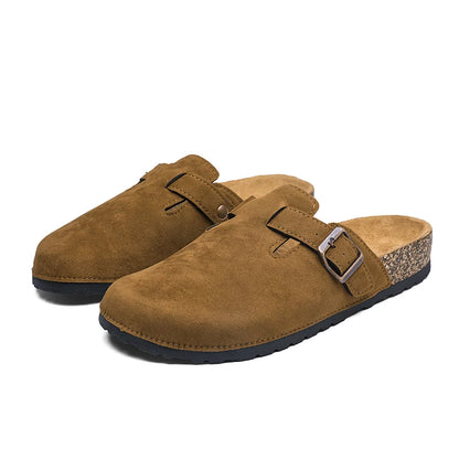 Plus Size 47 Men Half Shoes Casual Loafers Cork Clogs Slippers Fashion Suede Slip-on Flat Sandals soft-Soled Casual Sandals