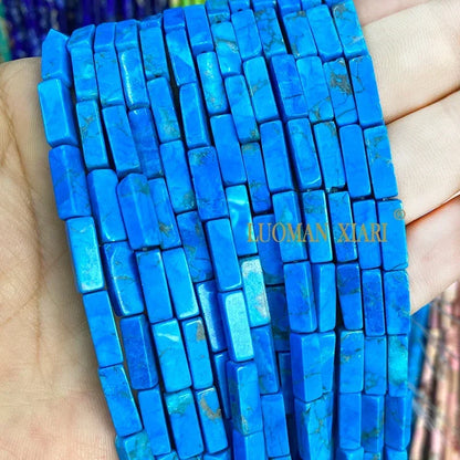 4x13mm Square Natural Stone Light Lavender Chalcedony Loose Spacer Beads for Jewelry Making Diy Bracelet Charms Accessories