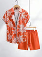 Summer Men's Short Sleeve Shirt And Beach Shorts Set Ethnic Print Outdoor Street Men's Fashion Shorts Men's Short Sleeve Shirt