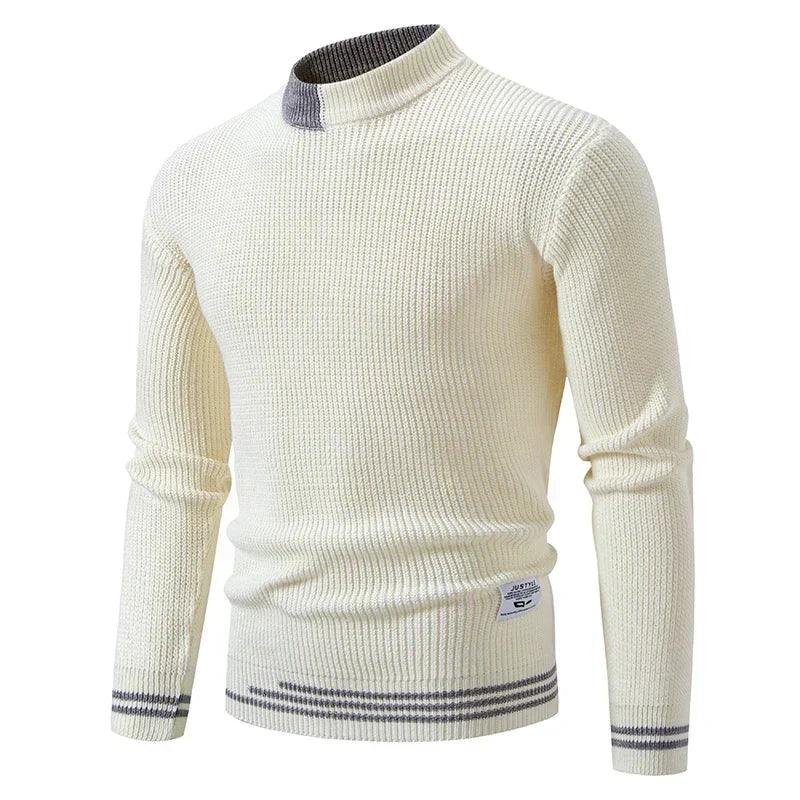 2025 High Quality Men's New Autumn and Winter Casual Warm Color Block Sweater Knit Tops Man Clothes