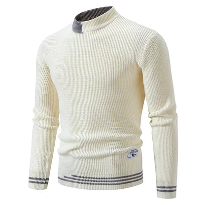 2025 High Quality Men's New Autumn and Winter Casual Warm Color Block Sweater Knit Tops Man Clothes