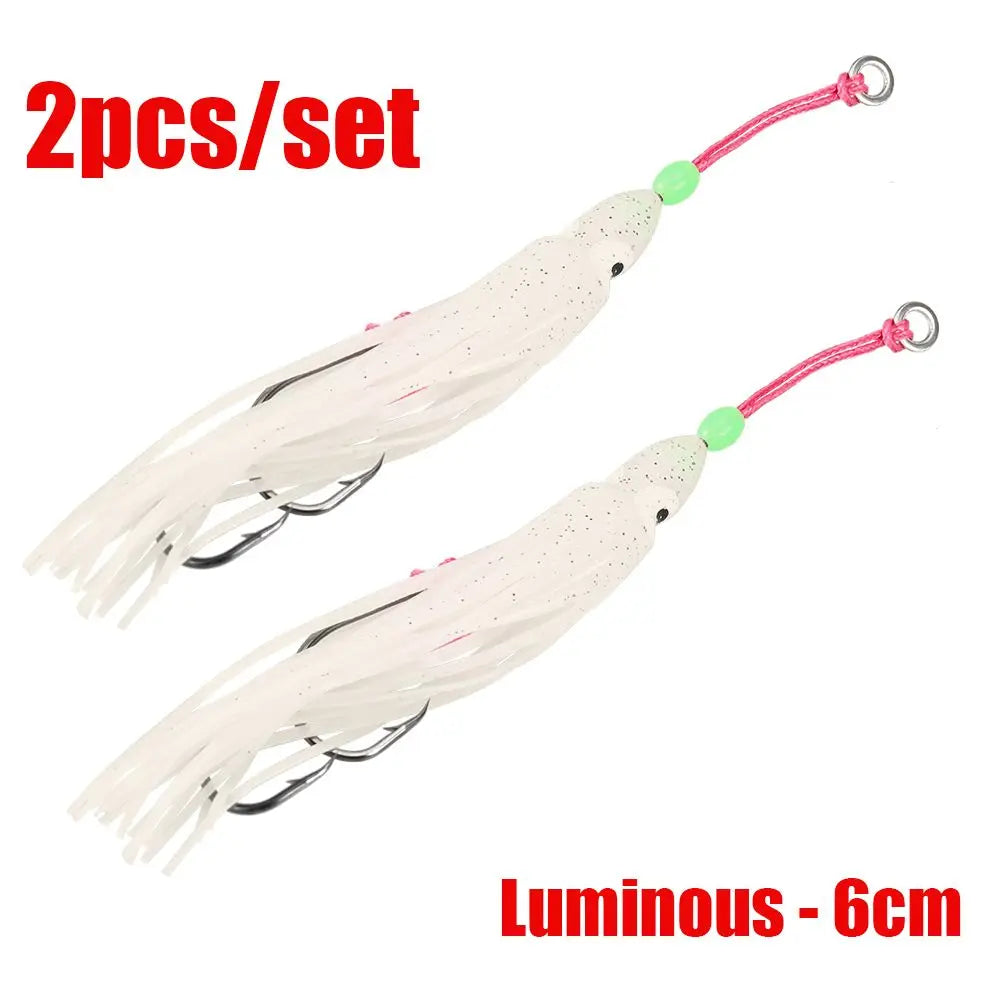 2Pcs/Lot 6cm/10cm/12cm Octopus Lure Squid Jig Fishing Soft Lures Big Squid Bionic Bait Skirt Soft Baits with Hooks