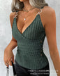 Summer New Women's Clothing Solid Color Camisole Retaining Ring Sunken Stripe Vest Top