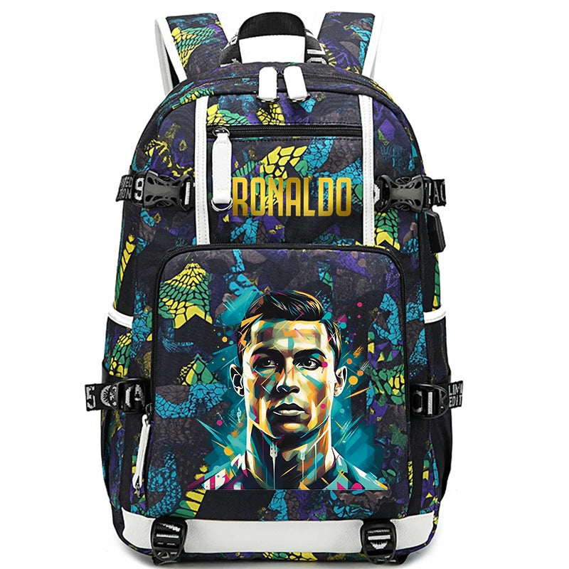 Ronaldo Print Student School Bag Children's Backpack Outdoor Travel Bag
