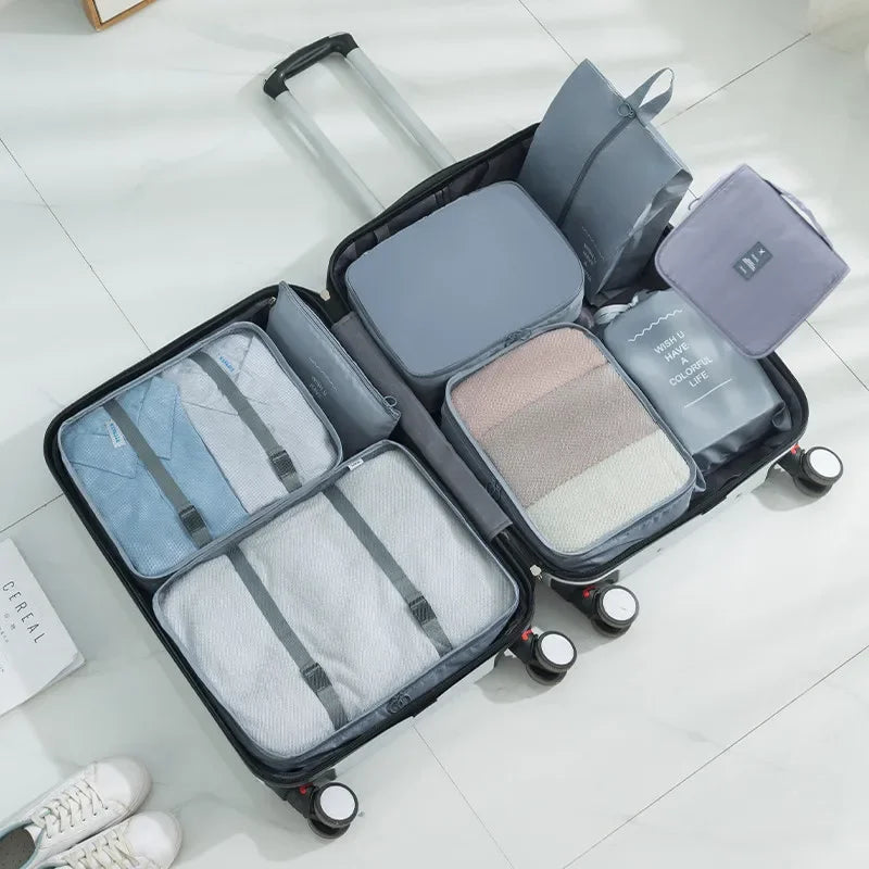 6/7 Pcs Set Travel Organizer Storage Bags Suitcase Packing Cubes Cases Portable Wardrobe Luggage Clothes Shoe Pouch Fold