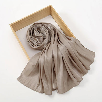 New Premium Silk Crinkle Hijab Scarf Women Shawls Plain Muslim Women Hijabs Breathab Islam Women Turban Pleated Scarf Ramadan