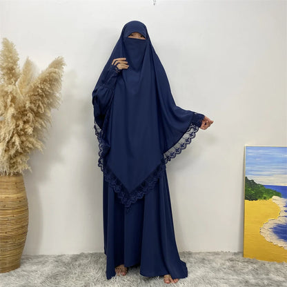 Hijab Dress Kimono Islamic Abayas For Women 2 Sets Muslim Women's clothing Kimono Islamic Scarf Dress Dubai Ramdan Khimar Kaftan
