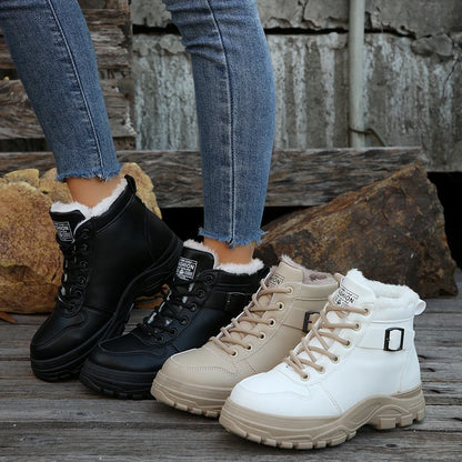 Women Boots 2024 New Fashion Casual Sneakers Winter Warm Plus Velvet All-Match Ankle Boots Women Thick-Soled Cotton Shoes Women