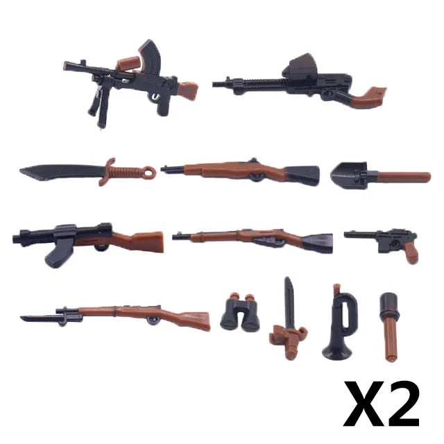 WW2 German Weapon Building Block 98K Two-color Gun US M1911 Soviet RPG Military Soldier Figure Accessories Rifle Pistol Toy C349