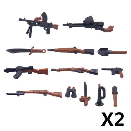 WW2 German Weapon Building Block 98K Two-color Gun US M1911 Soviet RPG Military Soldier Figure Accessories Rifle Pistol Toy C349