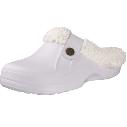 Comwarm Winter Fuzzy Colgs Slippers For Men Outdoor Waterproof Plush Lined Garden Shoes Comfort Non-slip Fur Fluffy House Slides