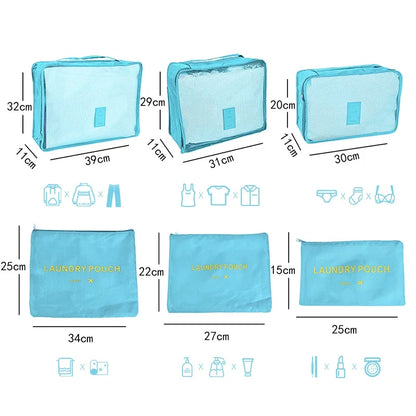 6/7 Pcs Set Travel Organizer Storage Bags Suitcase Packing Cubes Cases Portable Wardrobe Luggage Clothes Shoe Pouch Fold