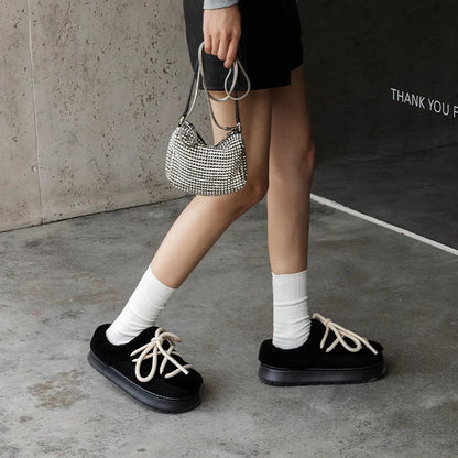 2024 Fashion Women's Winter Warm Snow Boots Toe Wrap Warm Cotton Slippers 5cm Padded Thickened Platform Ankle Boots Botas Mujer