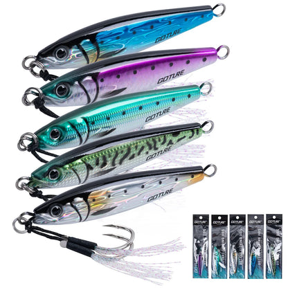 Goture 30g 40g 60g 80g 100g 150g Metal Jigs Lures 3D Large Sea Fishing Lure Sinking Jigging Lure Saltwater Boat Artificial Bait