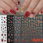 8Pcs Red Heart Nail Stickers 3D Bronzing Silver Gold Heart Shape Star & Moon Metal Totem Nail Slider Self-Adhesive DIY Nail Art*