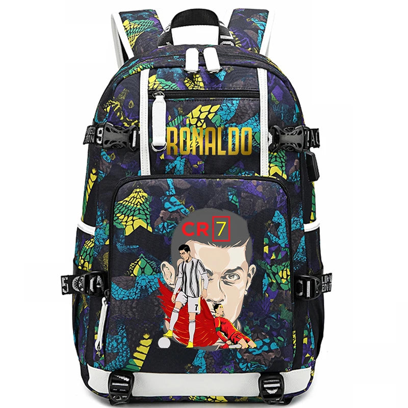 Ronaldo Print Student School Bag Children's Backpack Outdoor Travel Bag
