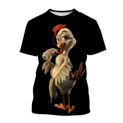 2024 Fashion Graphic Chicken 3D Printing Men's T-shirt Funny Anime Chicken Unisex Casual Short Sleeve tees tops