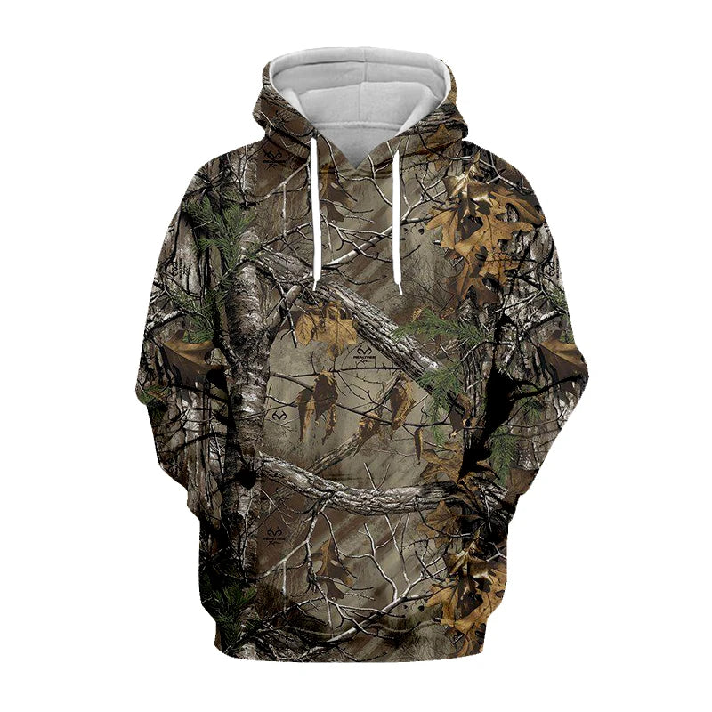 2024 Four Seasons Maple Leaf Camouflage 3D Sports Shirt Men's Fishing Outdoor Camping Hunting Clothing Jacket Men's Hoodie