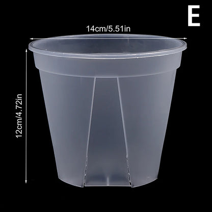 1Pc Clear Flower Pot Planter With Tray 10cm/12cm/14cm PP Transparent Flower Pot Orchid Pot With Holes For Home Office Desk