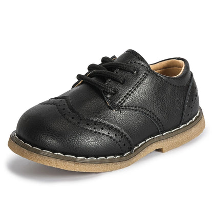 Four Seasons New Children's Leather Shoes Lace-Up Fashion Casual Sneakers Versatile Anti-Slip Waterproof Young Children's Shoes
