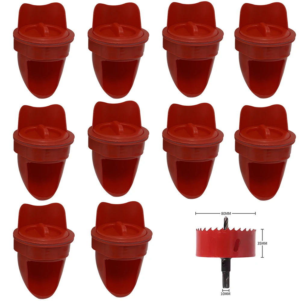 Chicken Feeder Poultry Feeding Supplies DIY Rain Proof Poultry Feeder Port Gravity Feed Kit For Buckets Barrels Bins Troughs