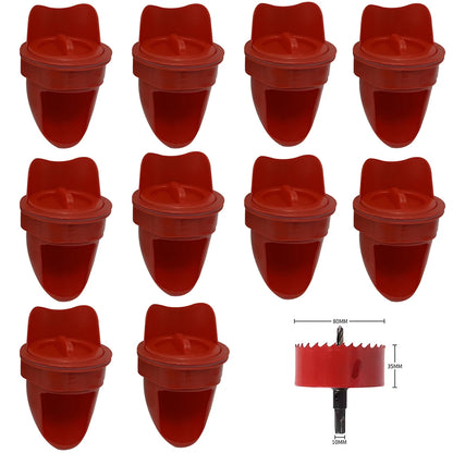 Chicken Feeder Poultry Feeding Supplies DIY Rain Proof Poultry Feeder Port Gravity Feed Kit For Buckets Barrels Bins Troughs