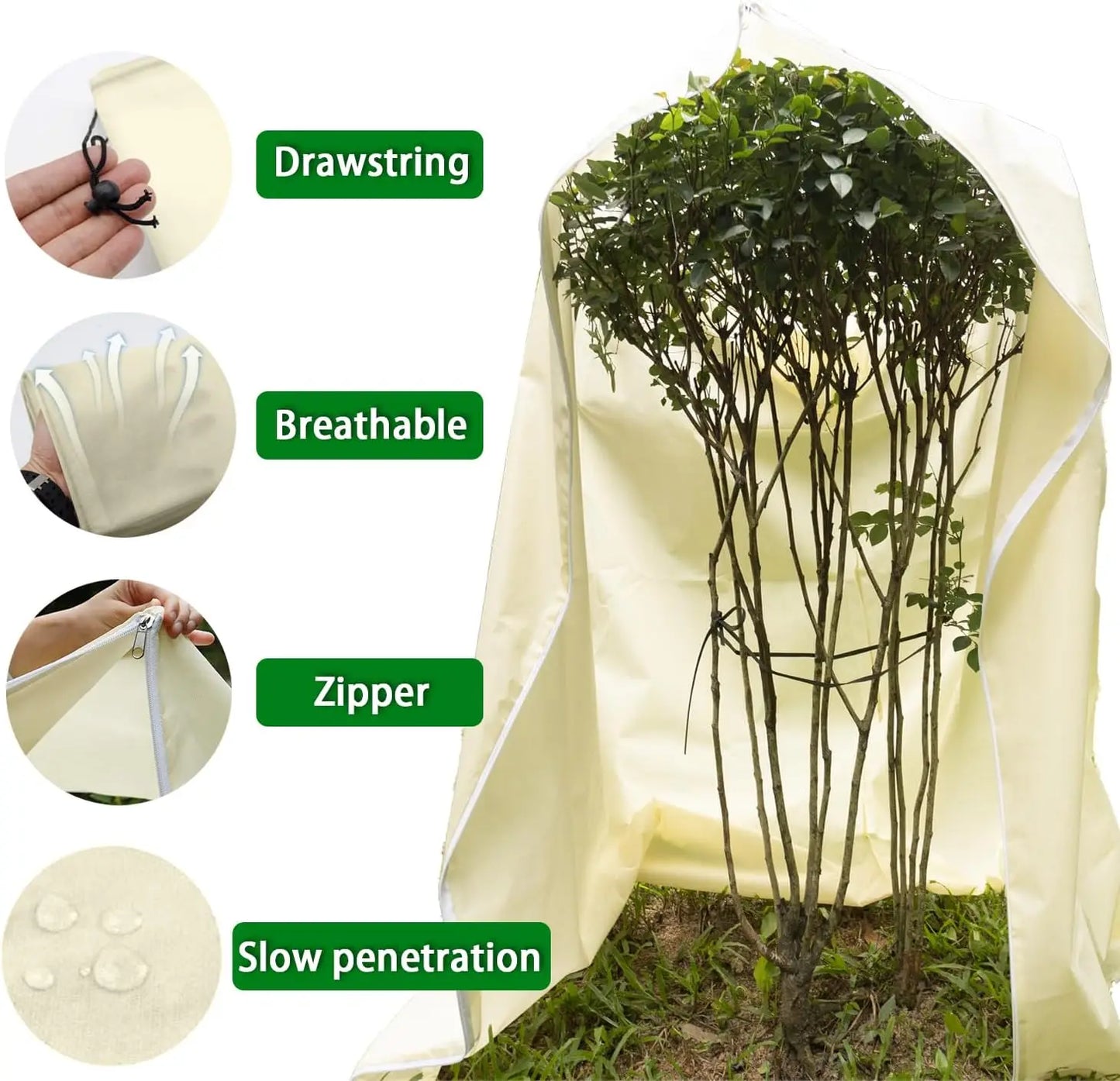 1PC Winter Plant Warm Cover Non-woven Plant Anti Freezing Bag In Outdoor Yard Vegetation Anti-Frost Bag Drawstring Zipper Design