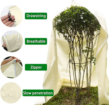 1PC Winter Plant Warm Cover Non-woven Plant Anti Freezing Bag In Outdoor Yard Vegetation Anti-Frost Bag Drawstring Zipper Design