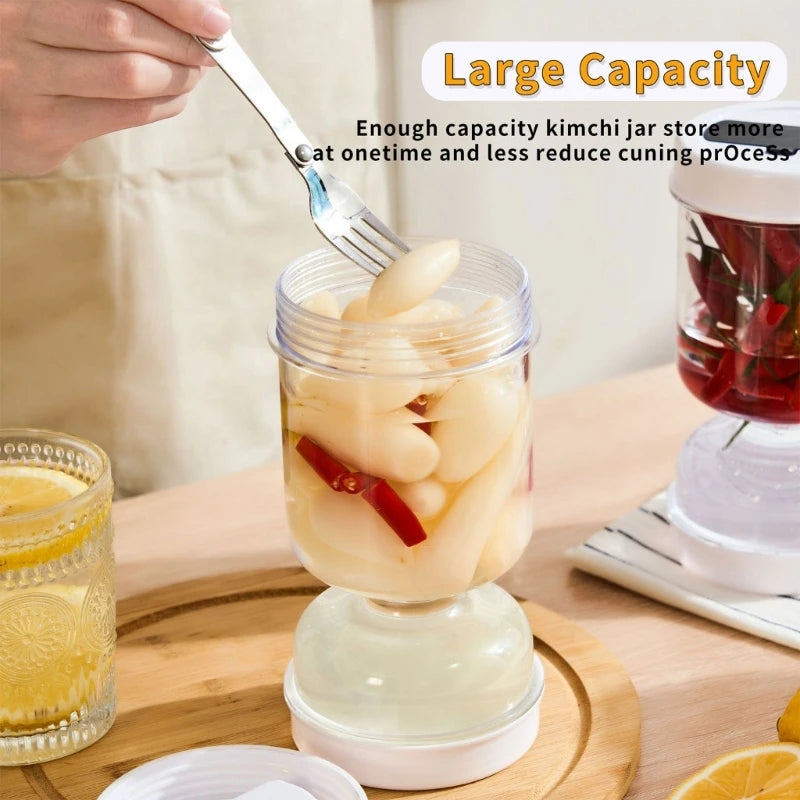 Hourglass Pickles Jar Dry and Wet Dispenser Pickles Olives Hourglass Jar Cucumber Container for Kitchen Juice Separator