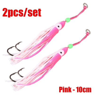 2Pcs/Lot 6cm/10cm/12cm Octopus Lure Squid Jig Fishing Soft Lures Big Squid Bionic Bait Skirt Soft Baits with Hooks