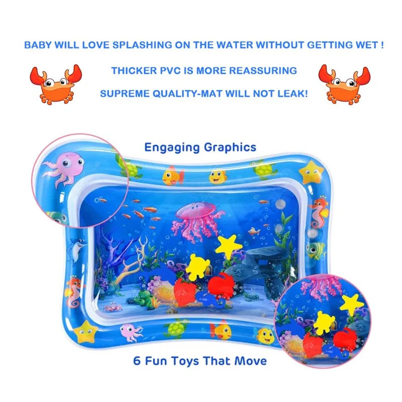Water Tummy Time Mat for Infants 3-12 Months Old Measures 26 inches x 19.6 inches Water Mat for Babies Water Play Mat