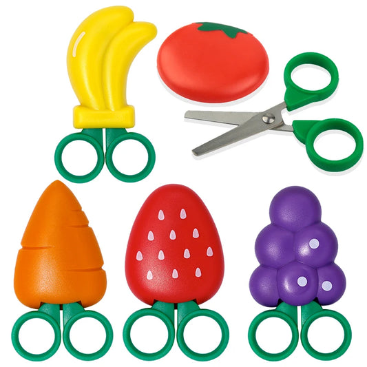 Fniiva 1Pc Children Scissors Fruit Shaped Safety Scissors for Children's DIY Handmade Craft Paper Cutting Tool