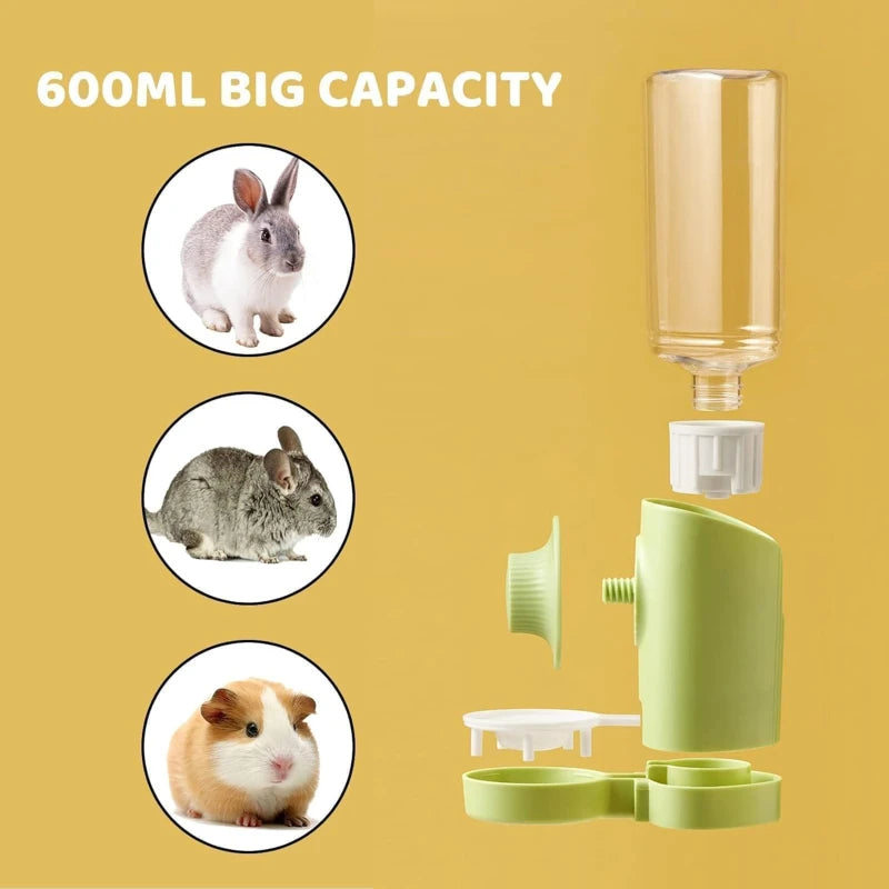 Rabbit Water Bottle Hanging Water Dispenser Feeder Cage Crate Hutch Bunny Dog Cat Chinchilla Ferret Guinea Pig Squirrel Hedgehog