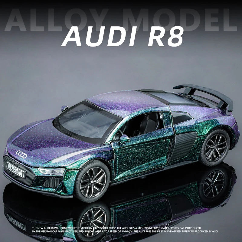 1:32 Audi R8 Supercar Alloy Model Car Toy Diecasts Metal Casting Sound and Light Car Toys For Children Vehicle