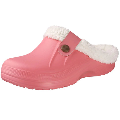 Comwarm Winter Fuzzy Colgs Slippers For Men Outdoor Waterproof Plush Lined Garden Shoes Comfort Non-slip Fur Fluffy House Slides