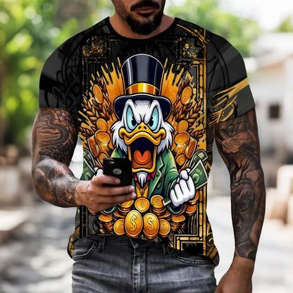 mens summer clothing with 3D printed cartoon duck graphic t shirts round neck short sleeved tees new tops funny t shirt for men