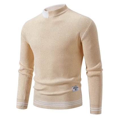 2025 High Quality Men's New Autumn and Winter Casual Warm Color Block Sweater Knit Tops Man Clothes