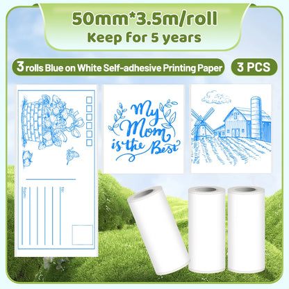 Phomemo T02 Thermal Printer Paper Thermal Sticker BPA Free for Journal Photo Picture Texts Study Notes To Do List 3rolls/box