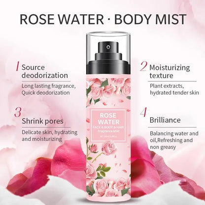 Rose Pure Dew Damask Rose Water Rose Pure Essentiall Oil Organic Rose Petals Essence Hydrating Moisturizing Rose Water Spray