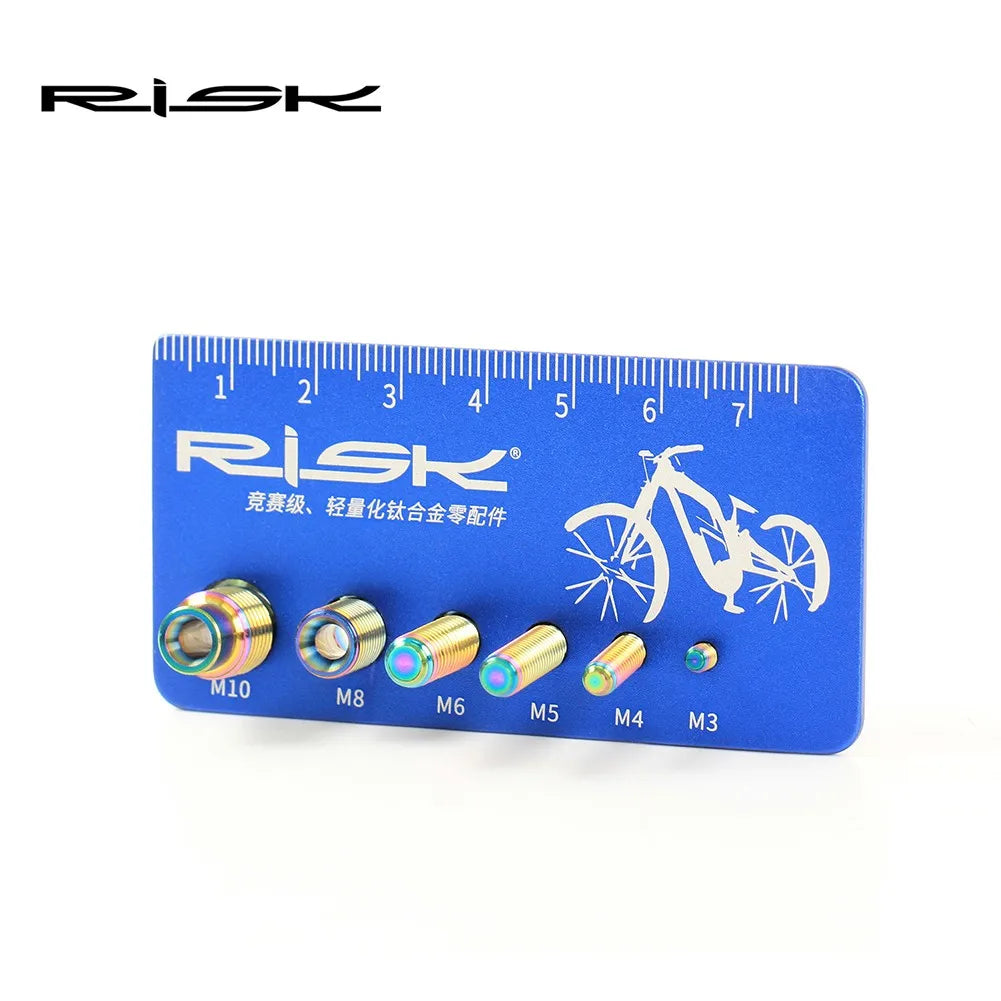 RISK MTB Road Bike Bicycle Bolt Screw Gauge Diameter Length Measure Tool Portable Screw Measuring Ruler Alloy Screw Length Meter