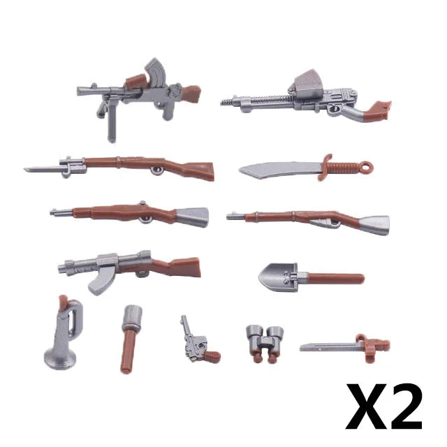WW2 German Weapon Building Block 98K Two-color Gun US M1911 Soviet RPG Military Soldier Figure Accessories Rifle Pistol Toy C349