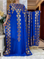 2024 Summer Short sleeve Dress Pure Cotton Gold Stamping Loose Abaya Maxi Islam Dress With Tassels Big Scarf African Long Dress