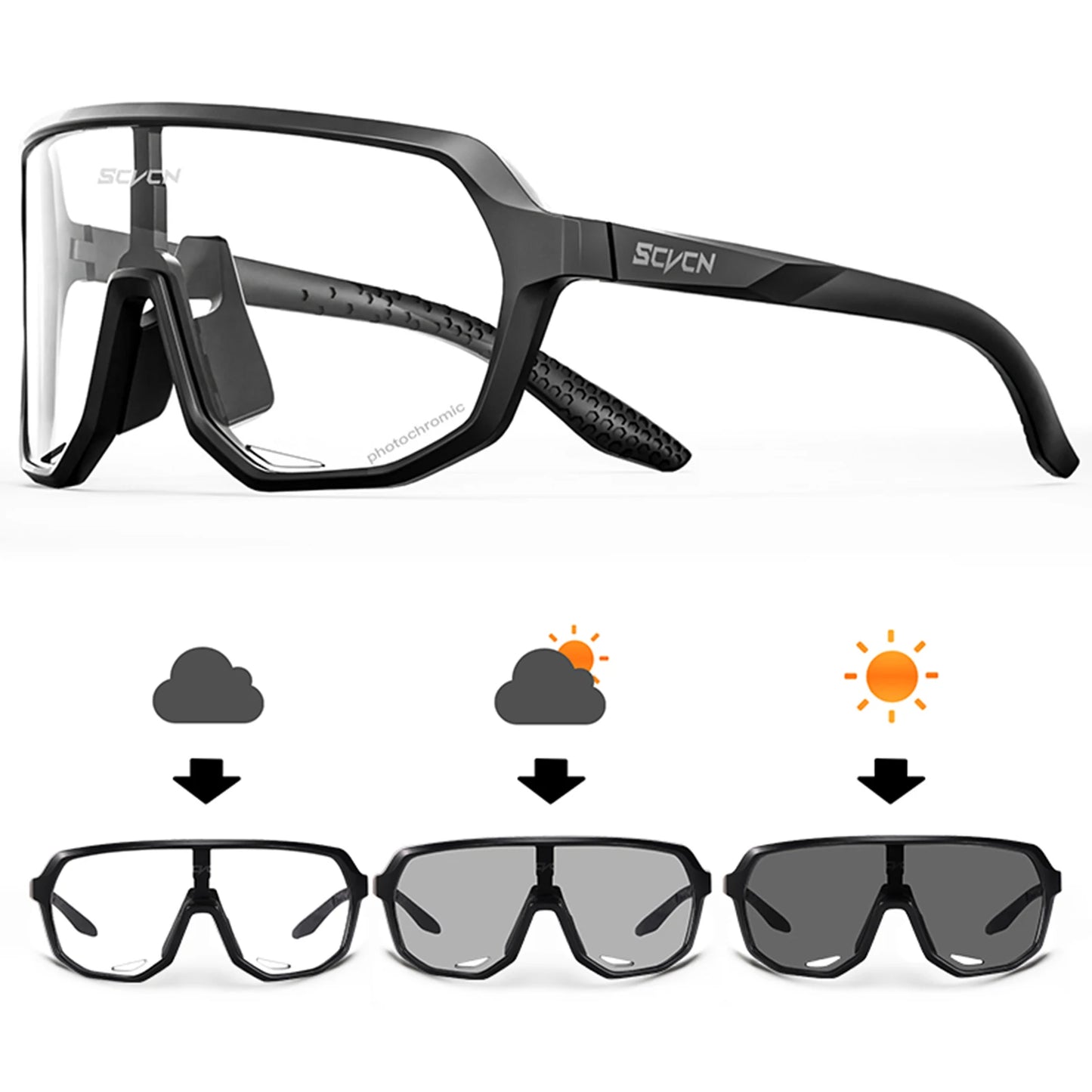 SCVCN Cycling Glasses Photochromic Cycling Sunglasses UV400 Bicycle Eyewear Sports MTB Outdoor Bike Goggles Sunglasses Eyepieces