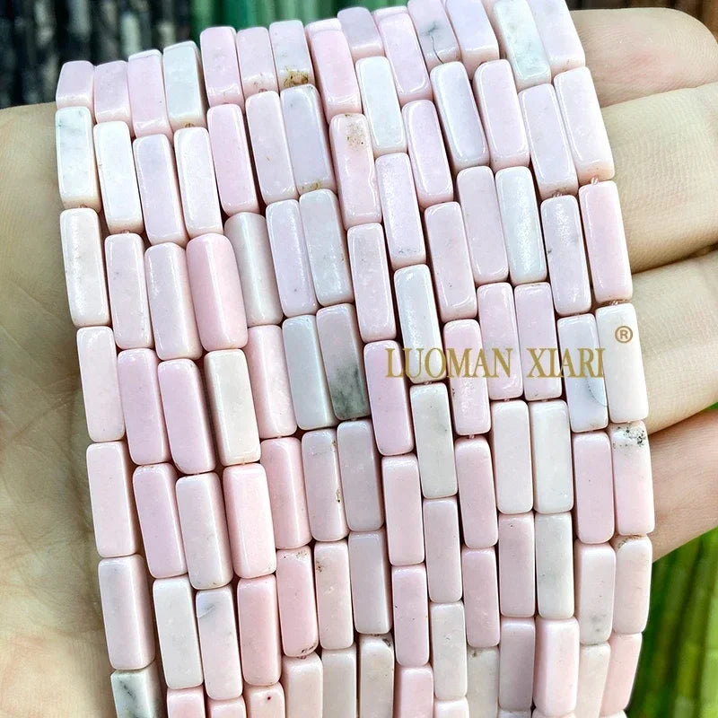 4x13mm Square Natural Stone Light Lavender Chalcedony Loose Spacer Beads for Jewelry Making Diy Bracelet Charms Accessories