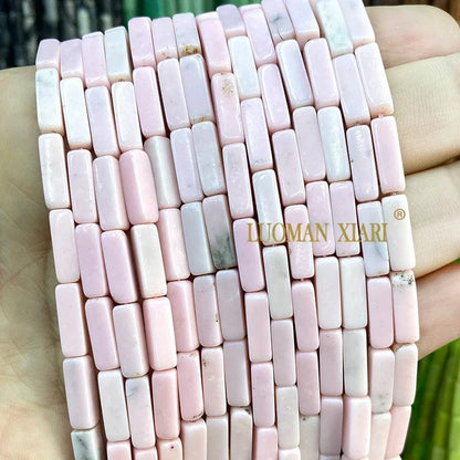 4x13mm Square Natural Stone Light Lavender Chalcedony Loose Spacer Beads for Jewelry Making Diy Bracelet Charms Accessories