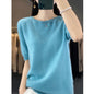 Fashion short sleeve 100% merino wool sweater basic O-neck cashmere women's knitted top pullover sweater top