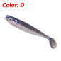 10 Pcs Fishing Double Colors Silicone 3D Eyes Soft Lure 6.8cm 2g T-tail Jig Wobblers Tackle Artificial Sequin Bait for Bass