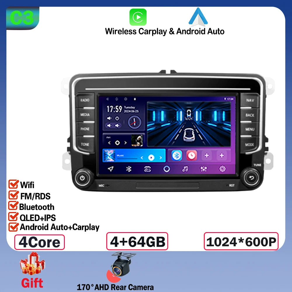 Android 14 Car Radio Carplay For VW Volkswagen Skoda Octavia Golf 5 6 Touran Passat B6 Polo Jetta CarPlay Auto Navigation Stereo